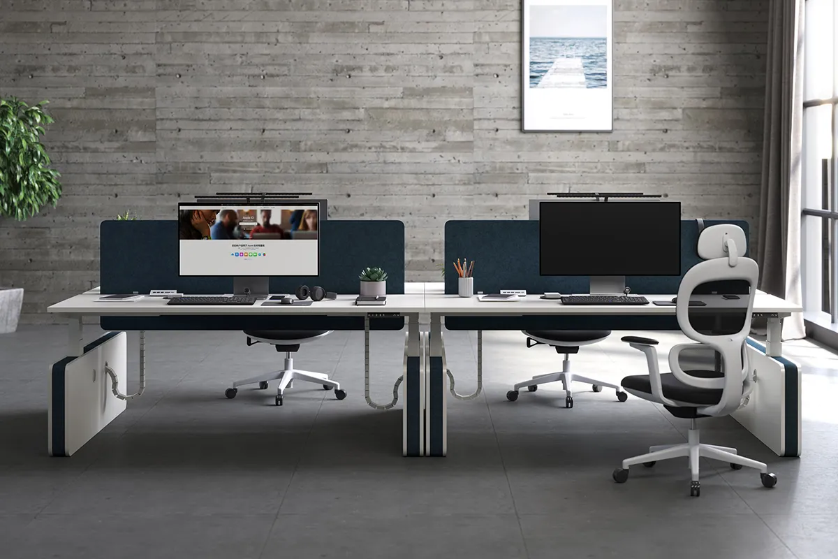 Sendi E Height Adjustable 2-Person Workstation Panel Legs Scene Image Three
