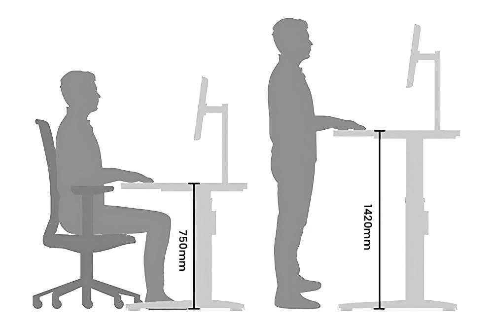 astra desk height range