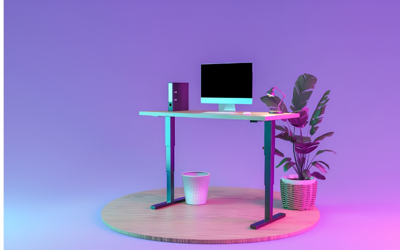 Computer workspace with standing desk for home office